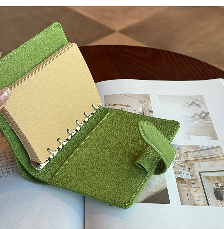 Ｍ5 5穴 バインダー 大容量収納 財布式 本革 カバー ノート