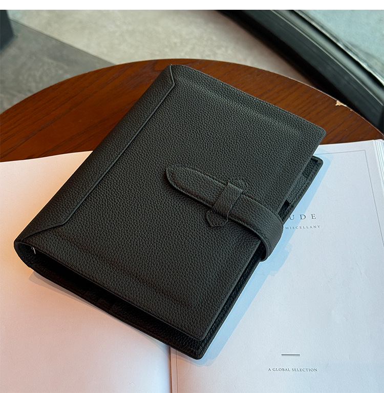 A5 6穴 バインダー 大容量収納 本革 下敷き付き カバー ノート