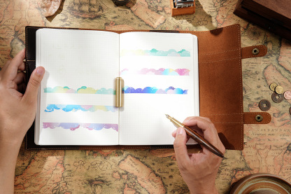 A5 三つ折り 革 ノート カバー カードホルダー付き ボタン閉め