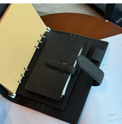 A5 6穴 バインダー 大容量収納 本革 下敷き付き カバー ノート