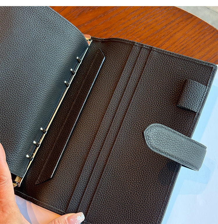 A5 6穴 バインダー 大容量収納 本革 下敷き付き カバー ノート