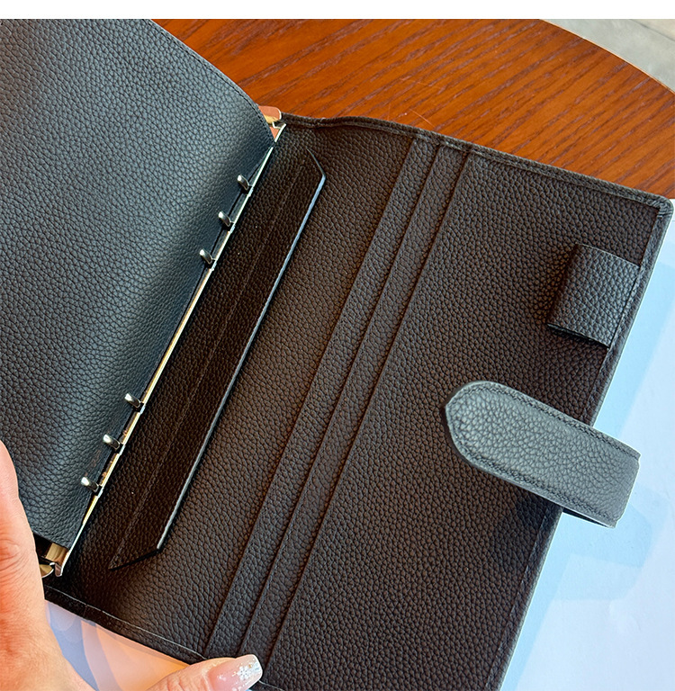 A5 6穴 バインダー 大容量収納 本革 下敷き付き カバー ノート