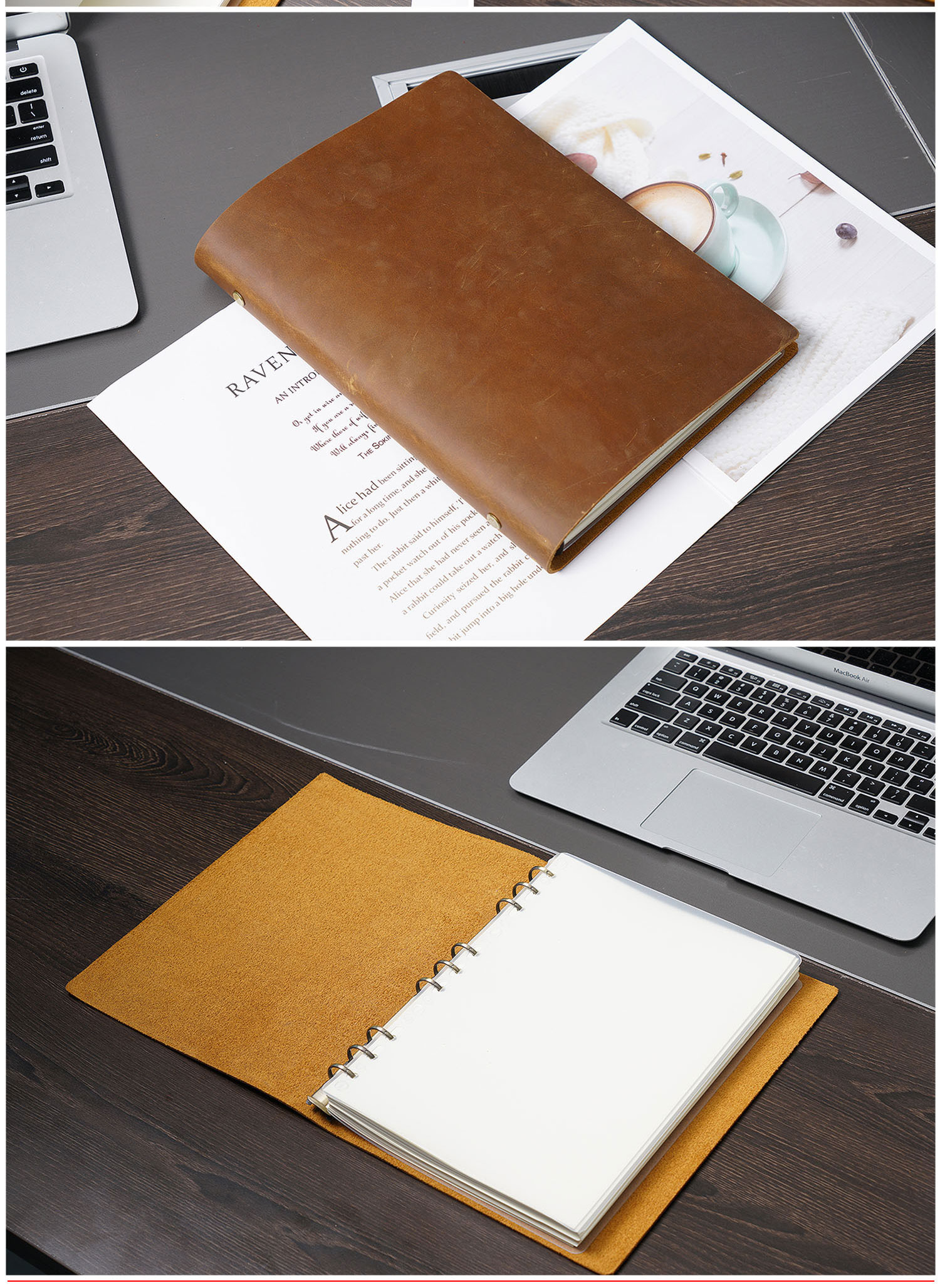 B5 9穴 バインダー 革カバー ノート