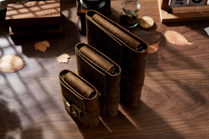 A7 6穴 バインダー 三つ折り 革カバー ノート パスワードロック付き