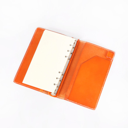 A6 6穴 バインダー 大容量収納 植物鞣し 革カバー ノート