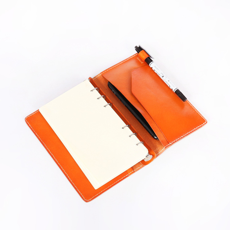 A6 6穴 バインダー 大容量収納 植物鞣し 革カバー ノート