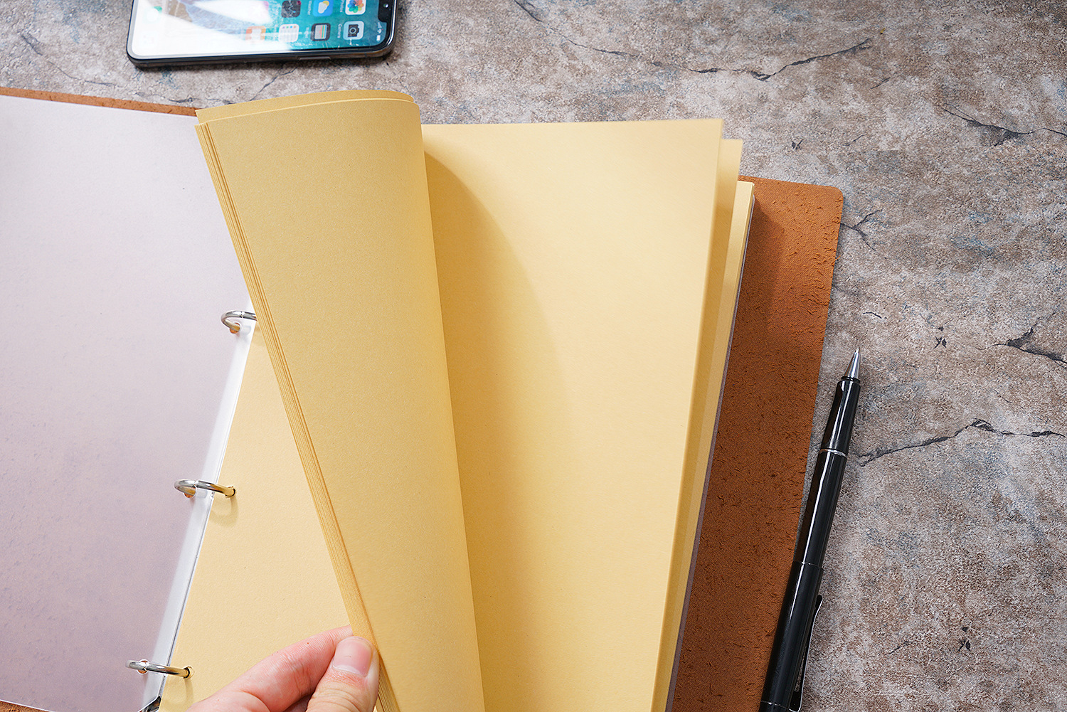 A4 4穴 バインダー 革カバー ノート