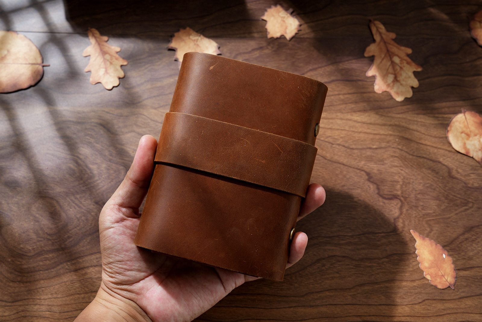 A7 6穴 バインダー 三つ折り 革カバー ノート パスワードロック付き