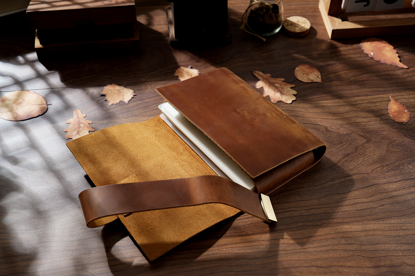 A7 6穴 バインダー 三つ折り 革カバー ノート パスワードロック付き