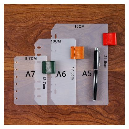 A7 6穴 バインダー用 インデックス 革 ペンホルダー付き