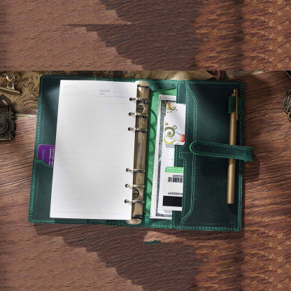 A5 6穴 バインダー 大容量収納 革カバー ノート