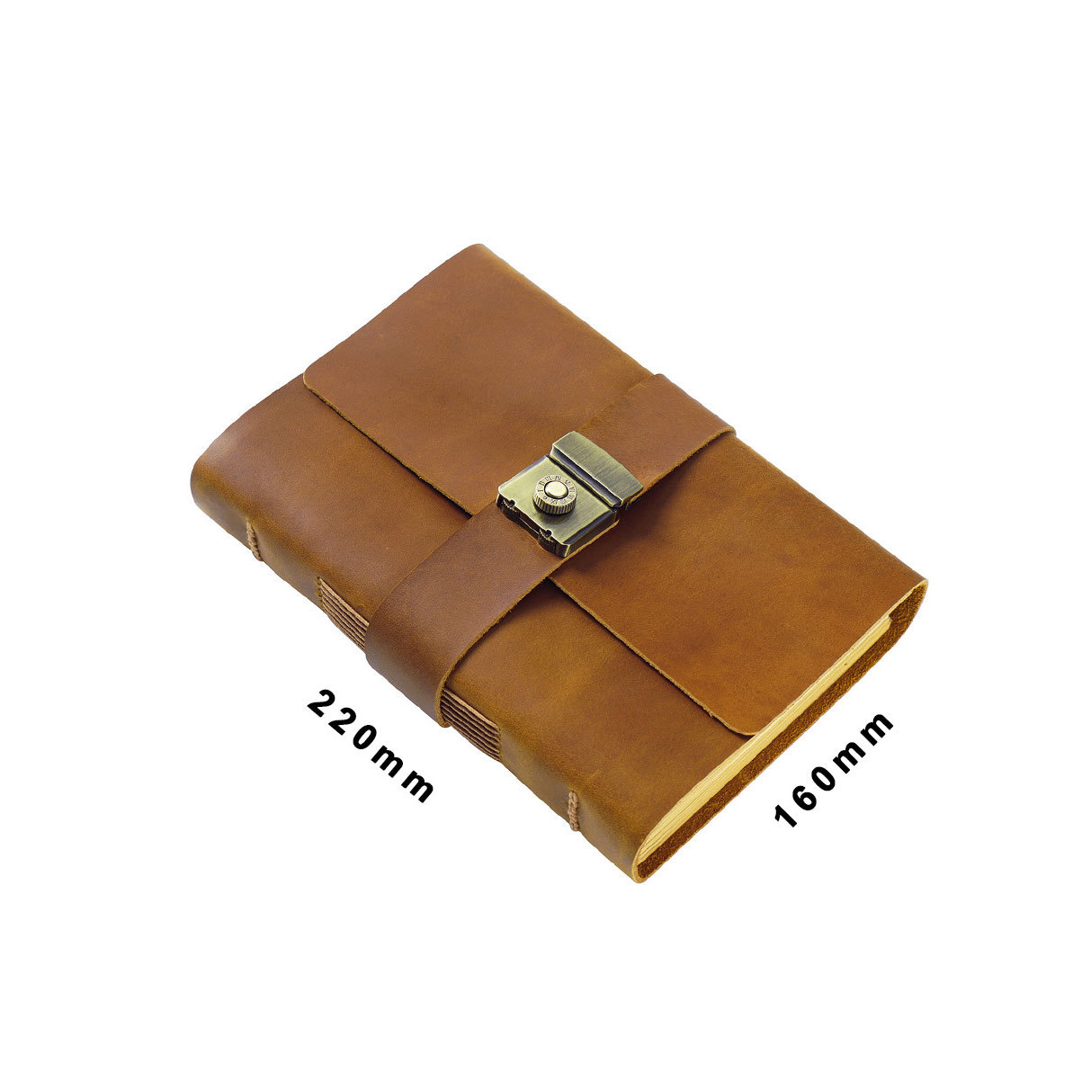 A5 革カバー ノート 手縫い システム手帳 花柄カバー 鍵付きノート