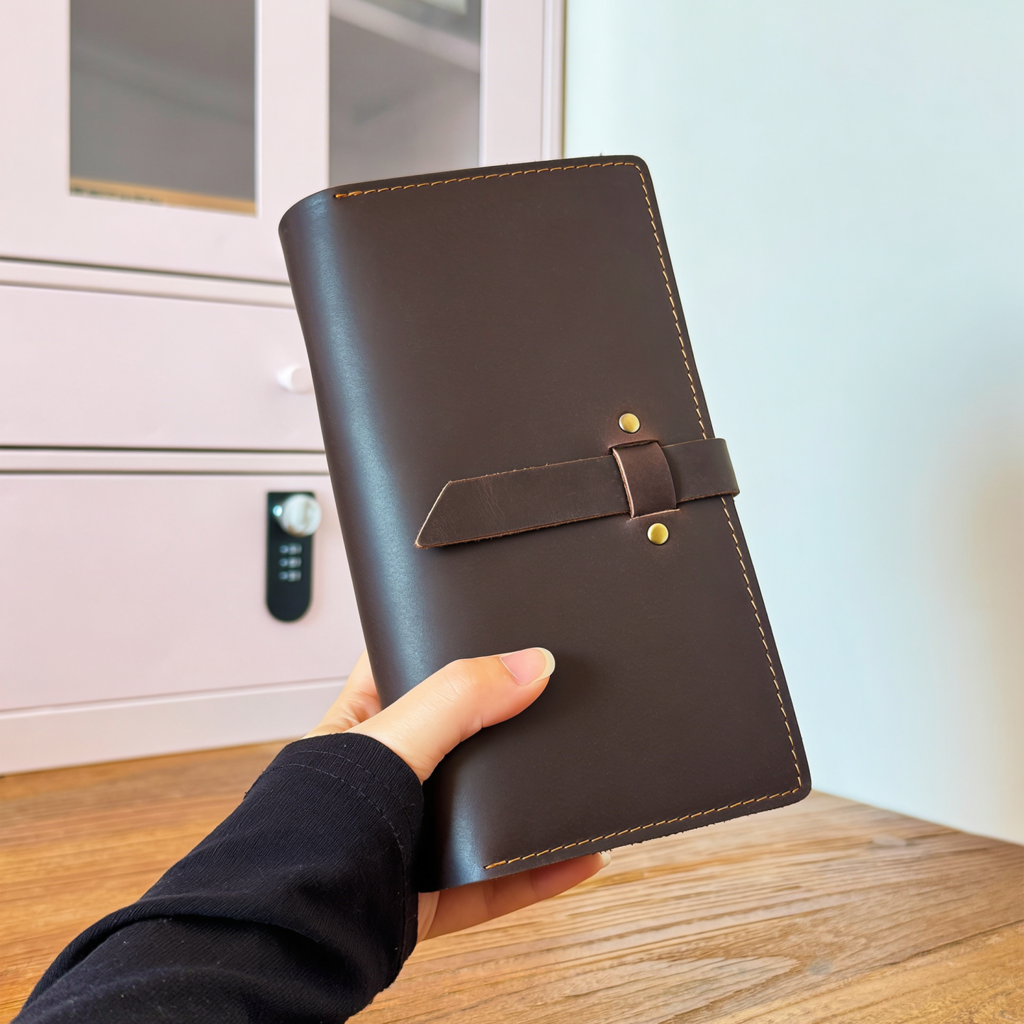 A6 Personal 大容量収納 6穴 バインダー 革 カバー ノート