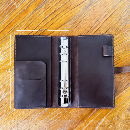 A6 Personal 大容量収納 6穴 バインダー 革 カバー ノート