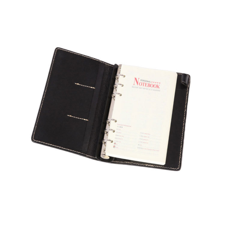 A6 6穴 バインダー 大容量収納 植物鞣し 革カバー ノート