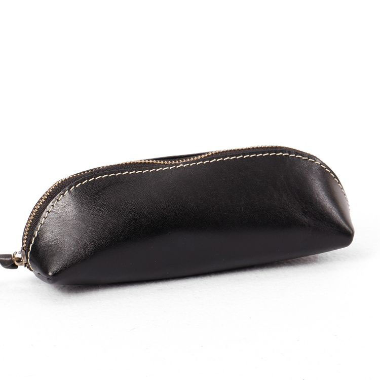 植物鞣し革 三角ペンケース ファスナー筆箱