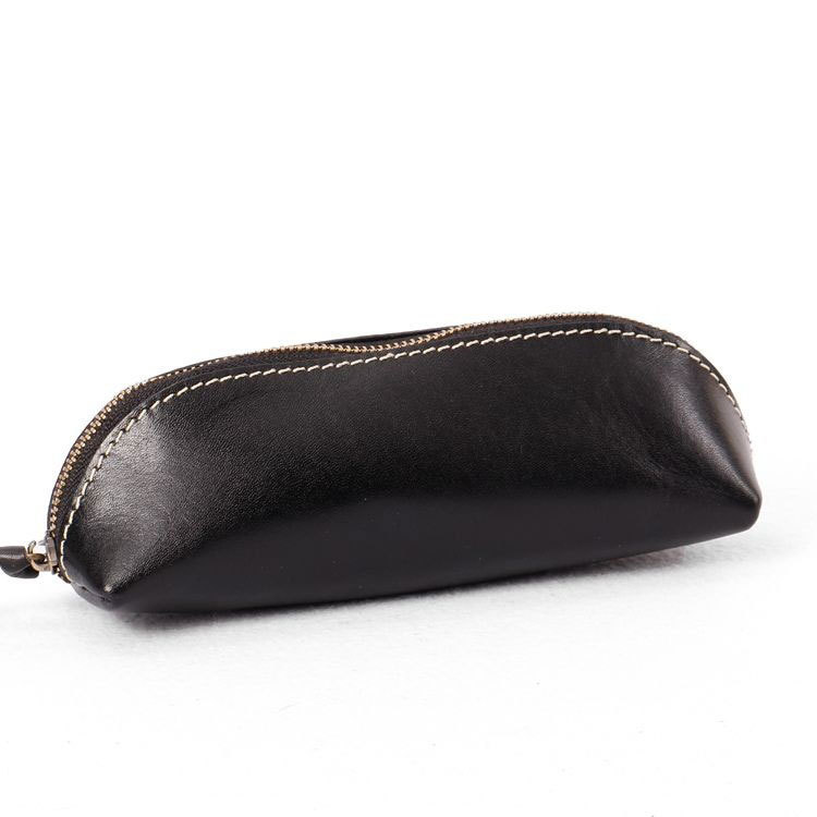 植物鞣し革 三角ペンケース ファスナー筆箱