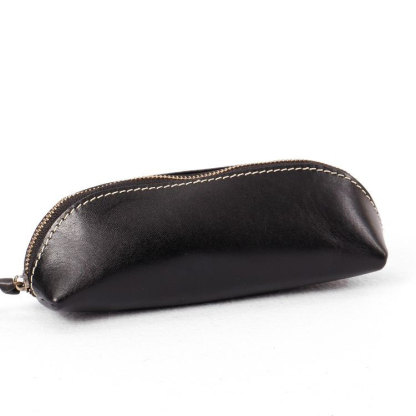 植物鞣し革 三角ペンケース ファスナー筆箱