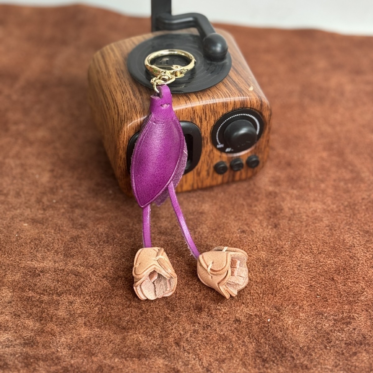 チューリップ 可愛い 革 バッグチャーム キーリング