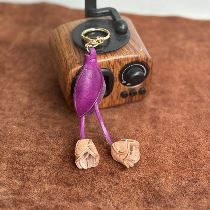 チューリップ 可愛い 革 バッグチャーム キーリング