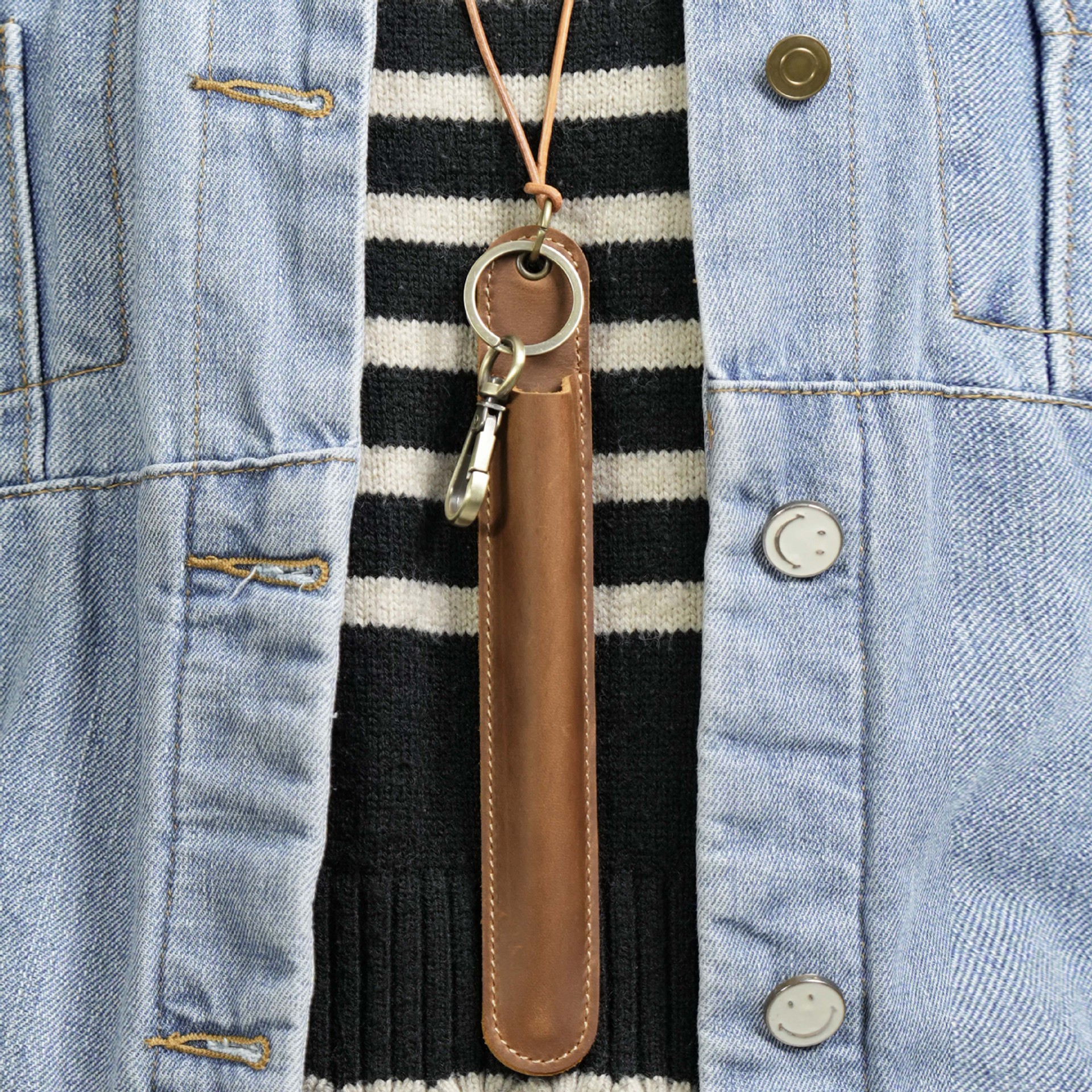 革 ペンホルダー 首掛け 一本差し ペンケース