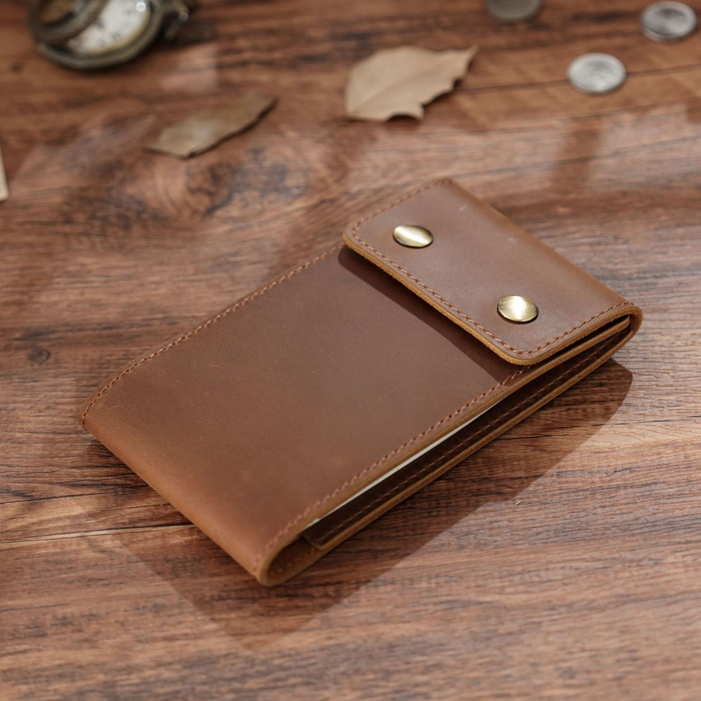 手作り の B5 9穴 バインダー 革カバー ノート