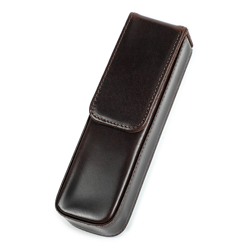 革 ペンケース 2本入れ 硬い筆箱 万年筆ケース