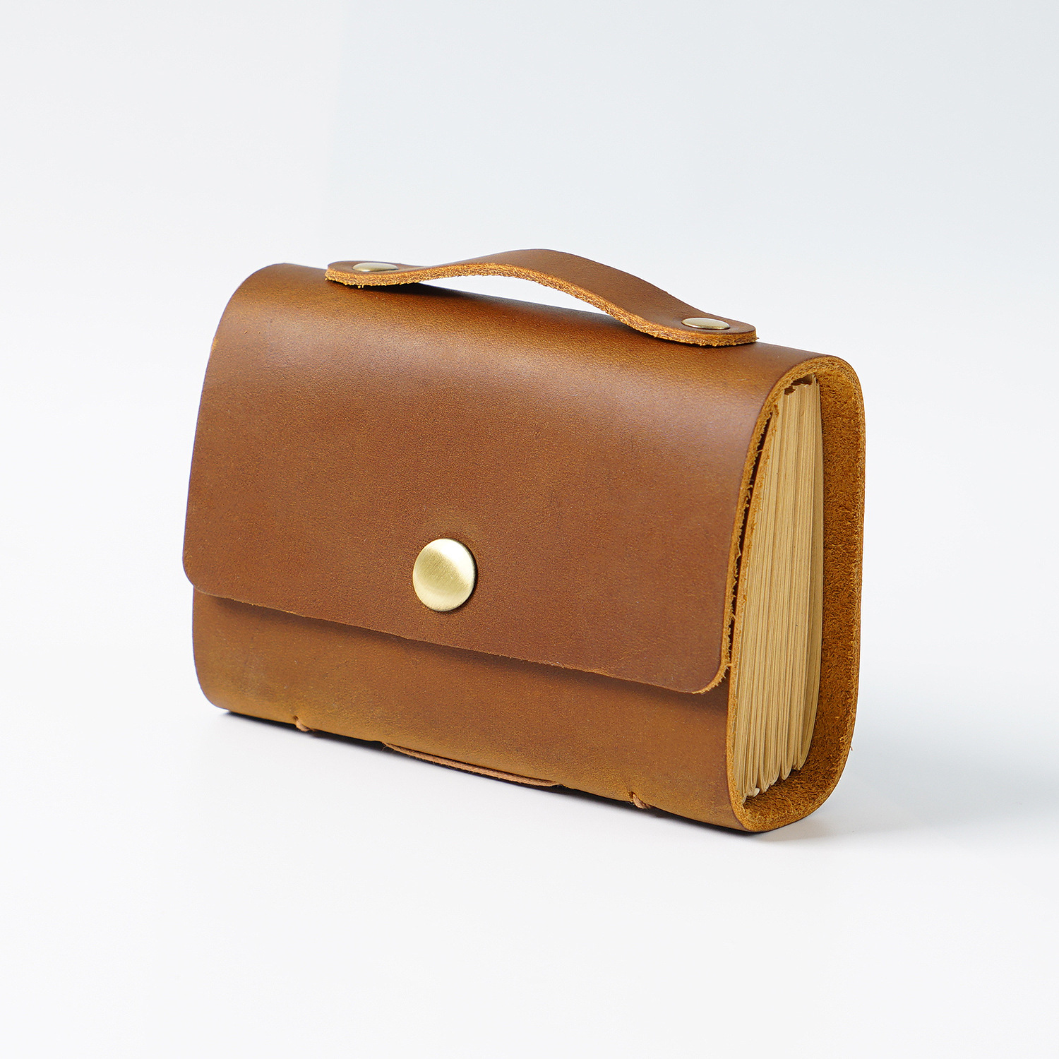 厚い 革カバー ミニ ノート