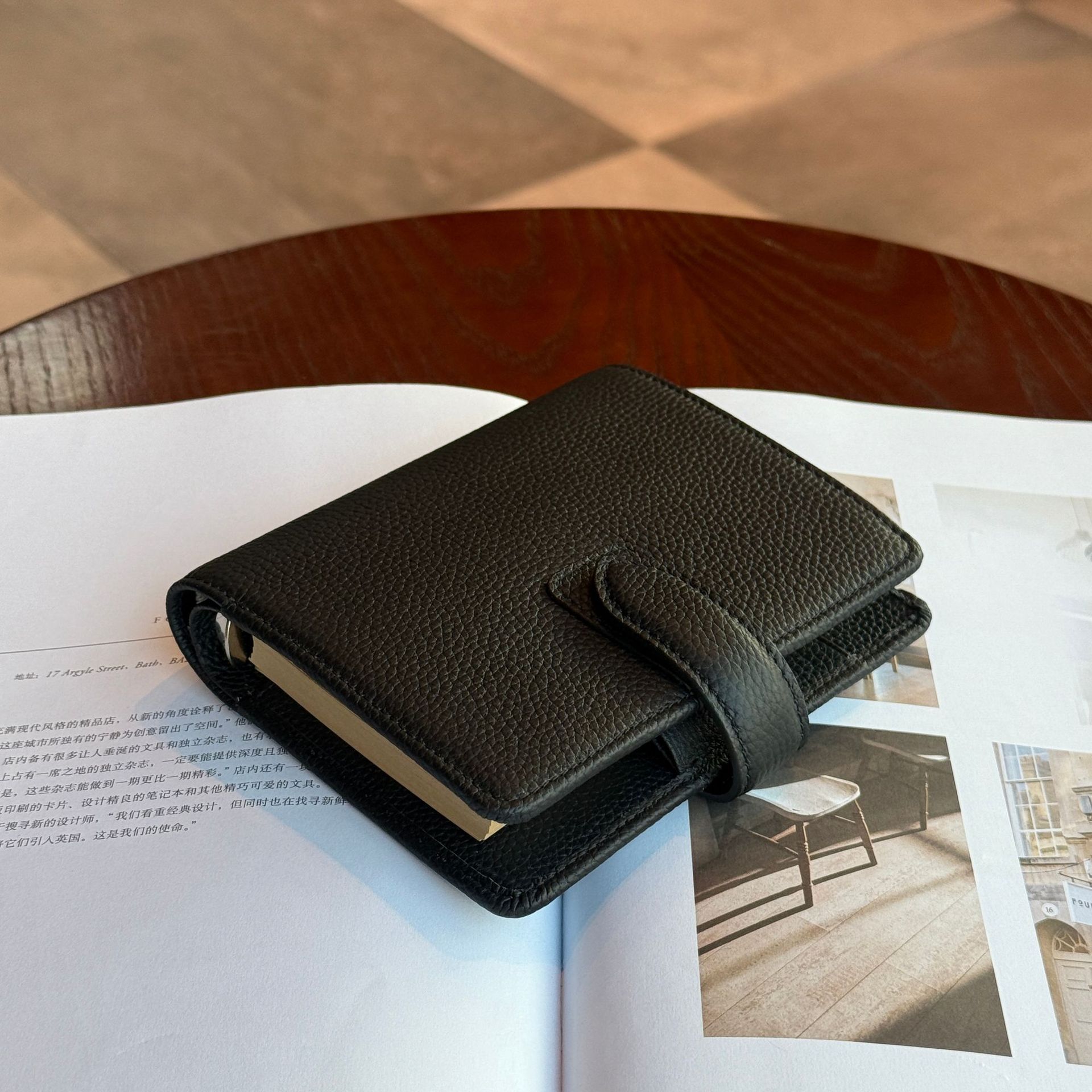 Ｍ5 5穴 バインダー 大容量収納 財布式 本革 カバー ノート