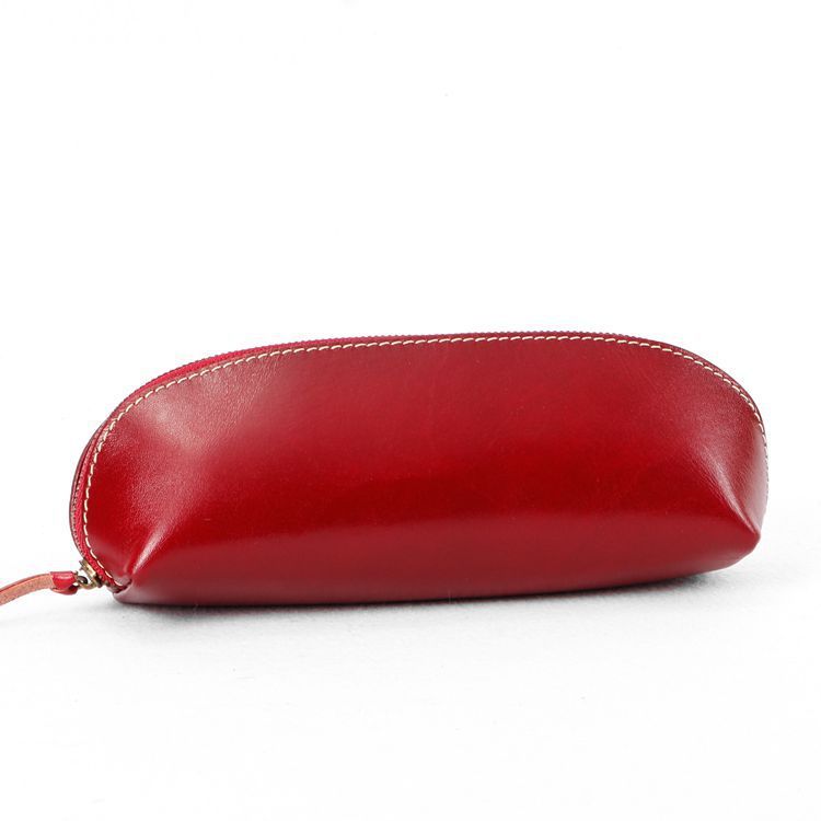 植物鞣し革 三角ペンケース ファスナー筆箱