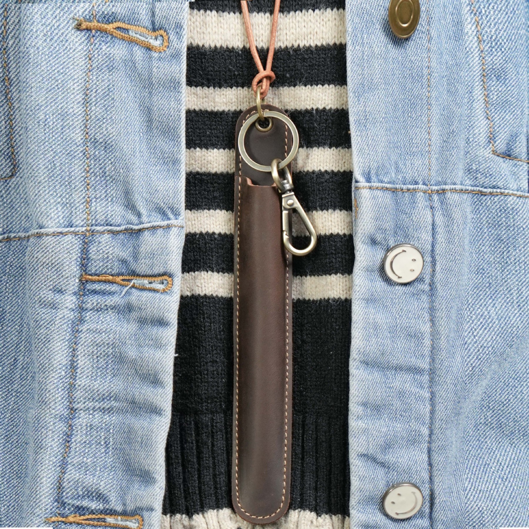 革 ペンホルダー 首掛け 一本差し ペンケース