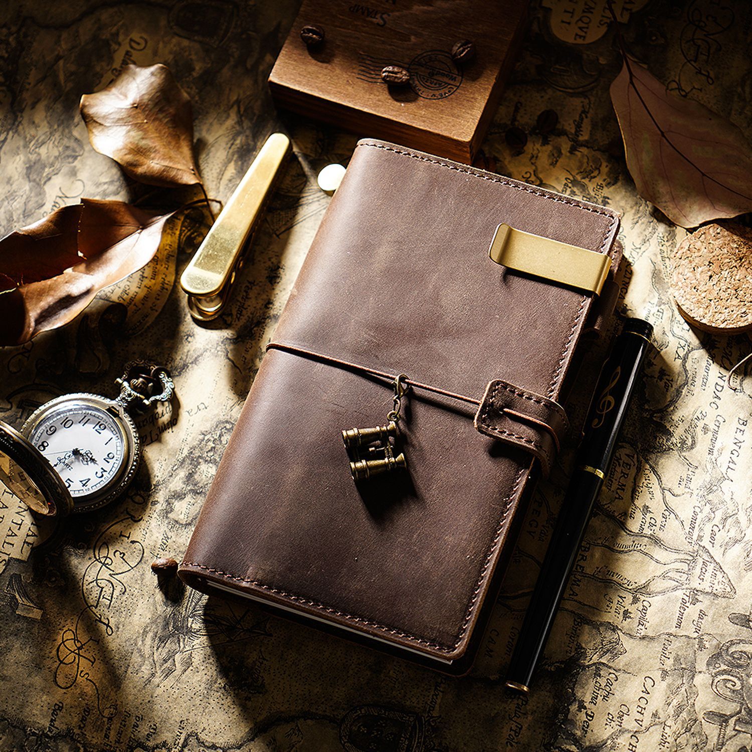 ポケットサイズ 大容量収納 システム手帳 革カバー ノート