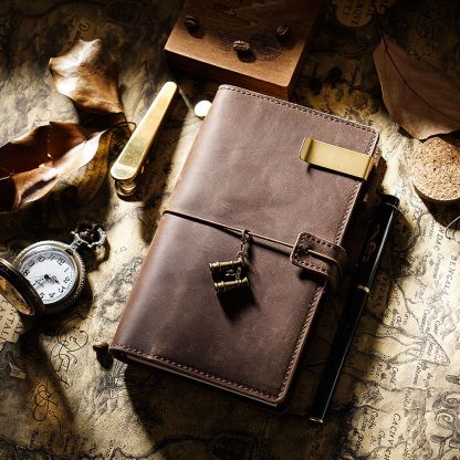 ポケットサイズ 大容量収納 システム手帳 革カバー ノート