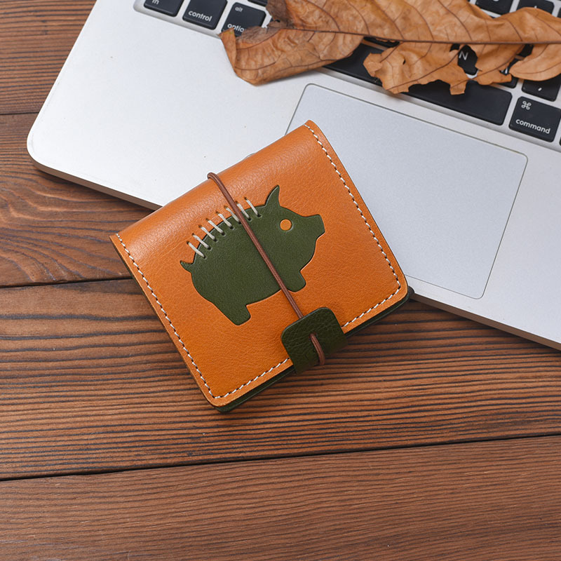 A9 3穴 バインダー メモ帳 イノシシ 植物鞣し革 カバー ノート