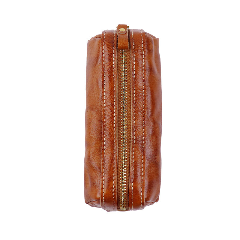 植物鞣し革 大容量 ファスナー ペンケース 