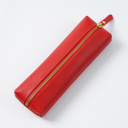可愛い スリム 革 ペンケース ファスナー筆箱