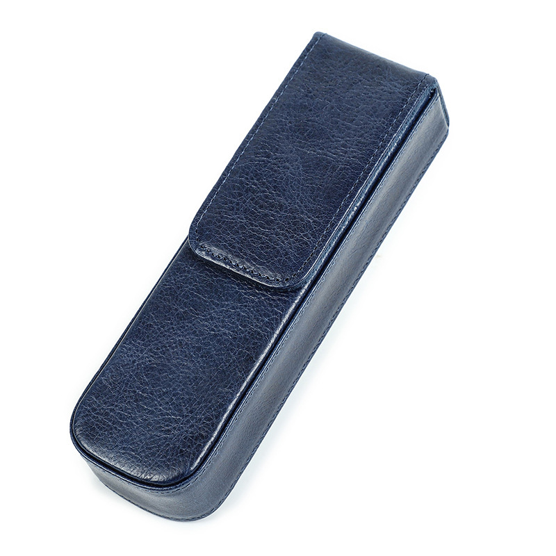 革 ペンケース 2本入れ 硬い筆箱 万年筆ケース