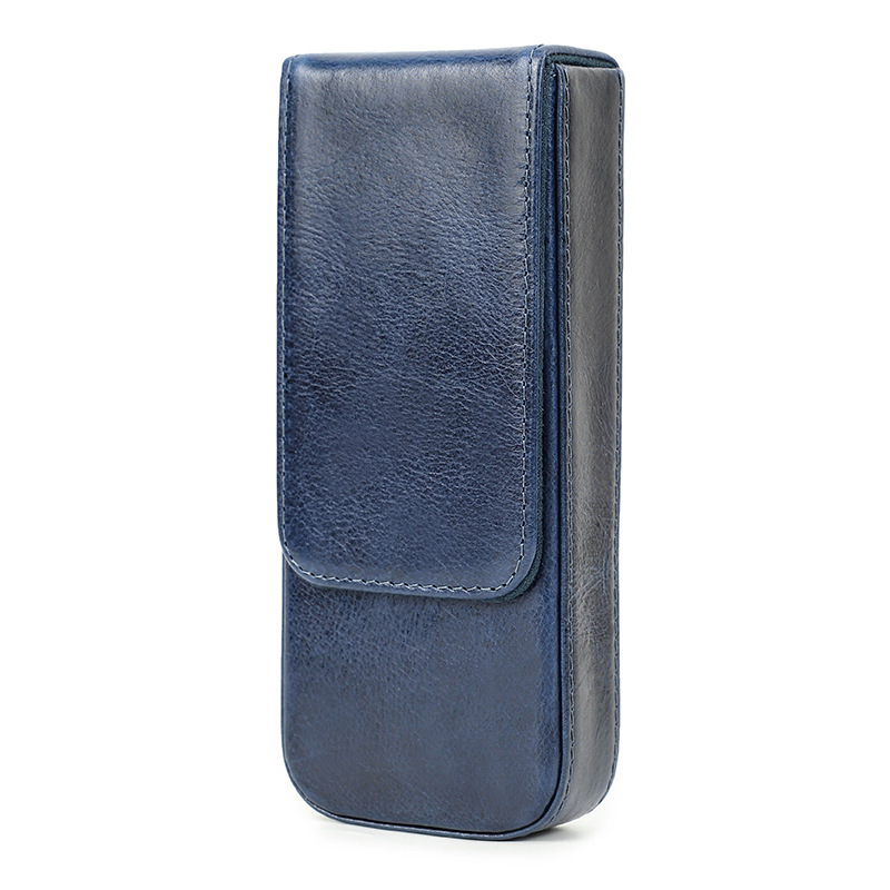 革 ペンケース 3本入れ 硬い筆箱 万年筆ケース