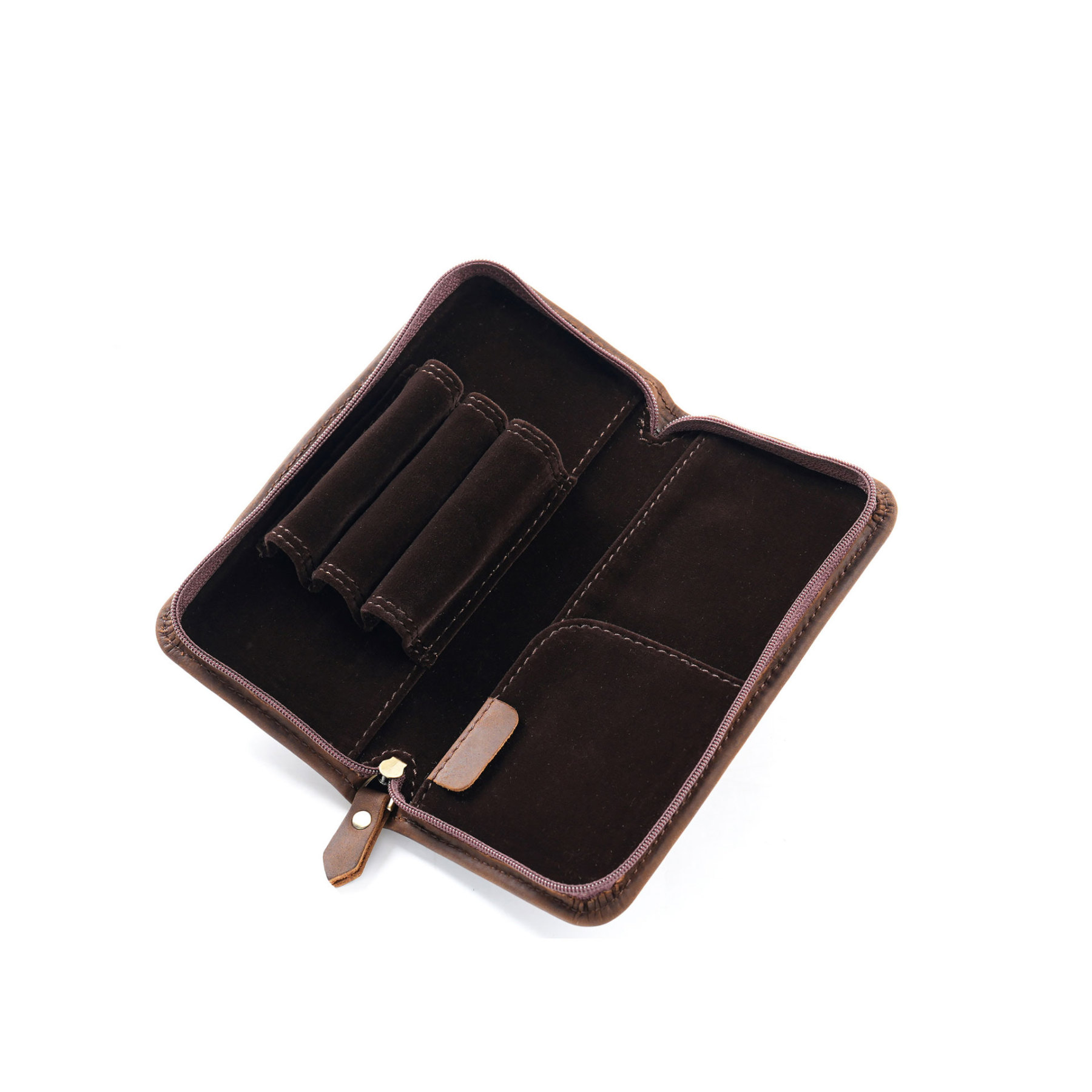 革 ペンケース 3本入れ ベルベット内部 高級万年筆対応