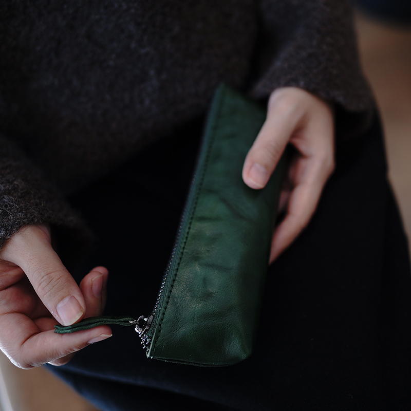 植物鞣し革 ファスナー ペンケース 筆箱