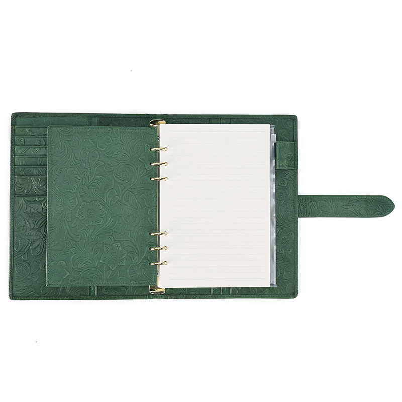A5 6穴 バインダー 唐草 革カバー ノート セット