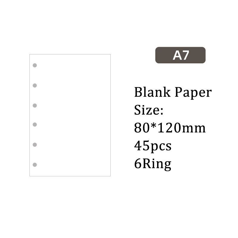 空白 ノート 用紙 6穴 A7 ルーズリーフバインダー対応