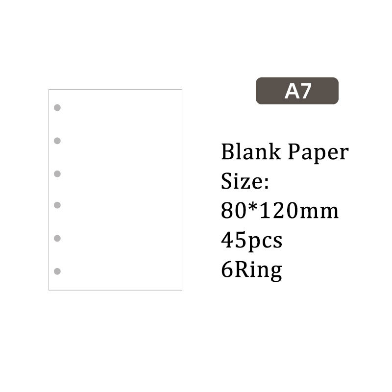 空白 ノート 用紙 6穴 A7 ルーズリーフバインダー対応