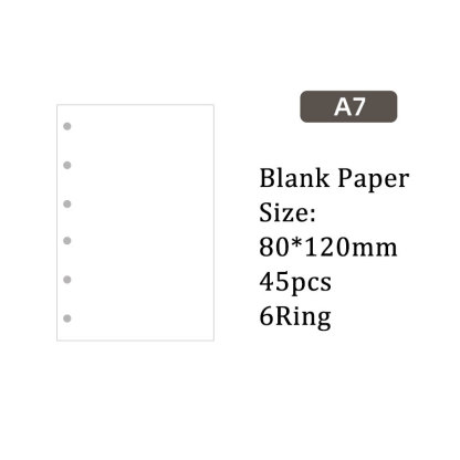空白 ノート 用紙 6穴 A7 ルーズリーフバインダー対応