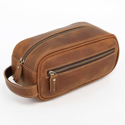 ハンドル付き 超大容量 ファスナー 革 ペンケース