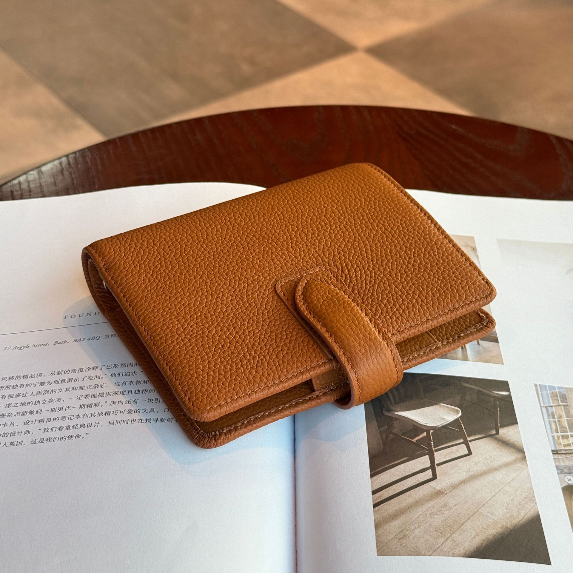 Ｍ5 5穴 バインダー 大容量収納 財布式 本革 カバー ノート