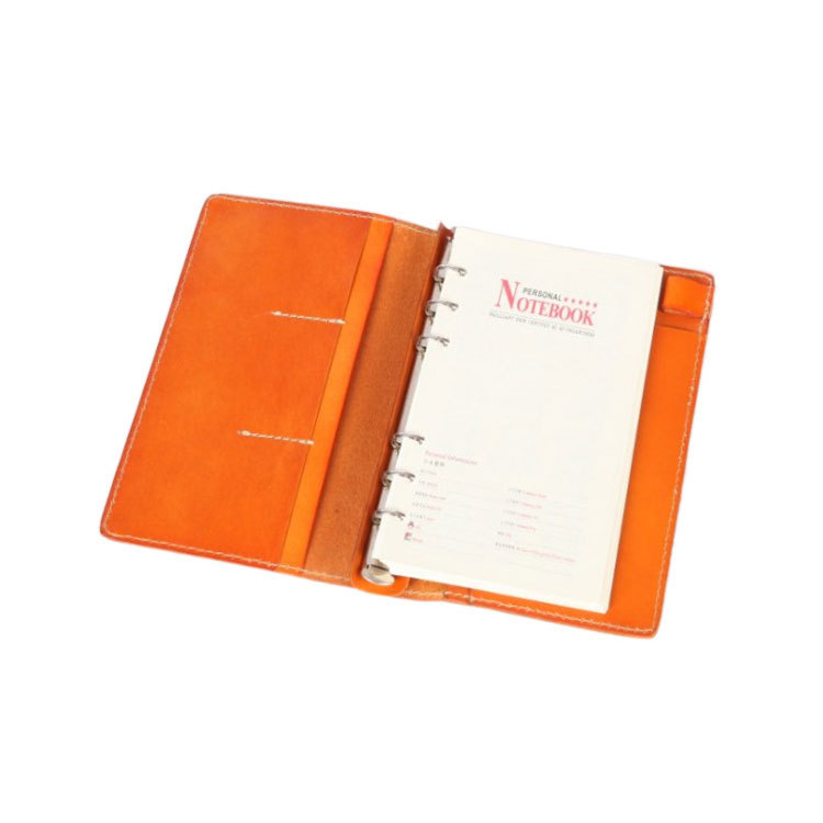 A6 6穴 バインダー 大容量収納 植物鞣し 革カバー ノート