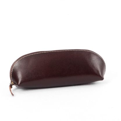 植物鞣し革 三角ペンケース ファスナー筆箱