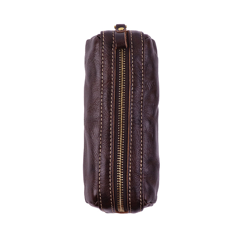 植物鞣し革 大容量 ファスナー ペンケース 