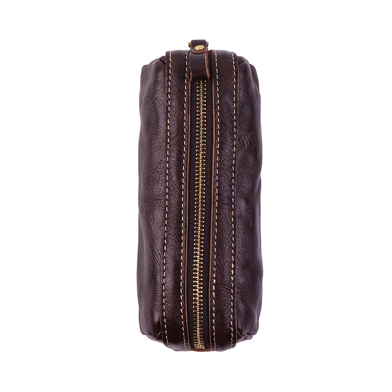 植物鞣し革 大容量 ファスナー ペンケース 